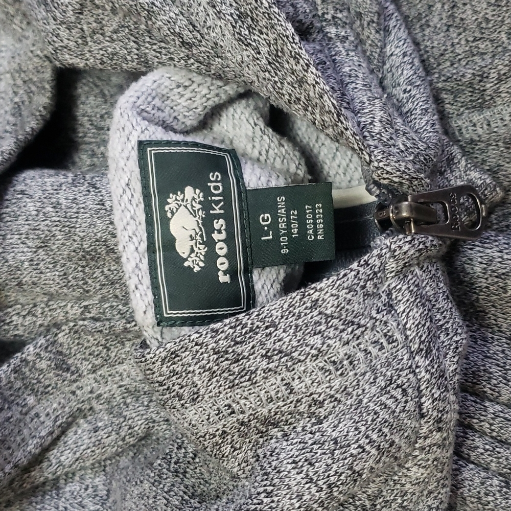 Charcoal grey Roots kids zip up hoodie - Picture 3 of 4